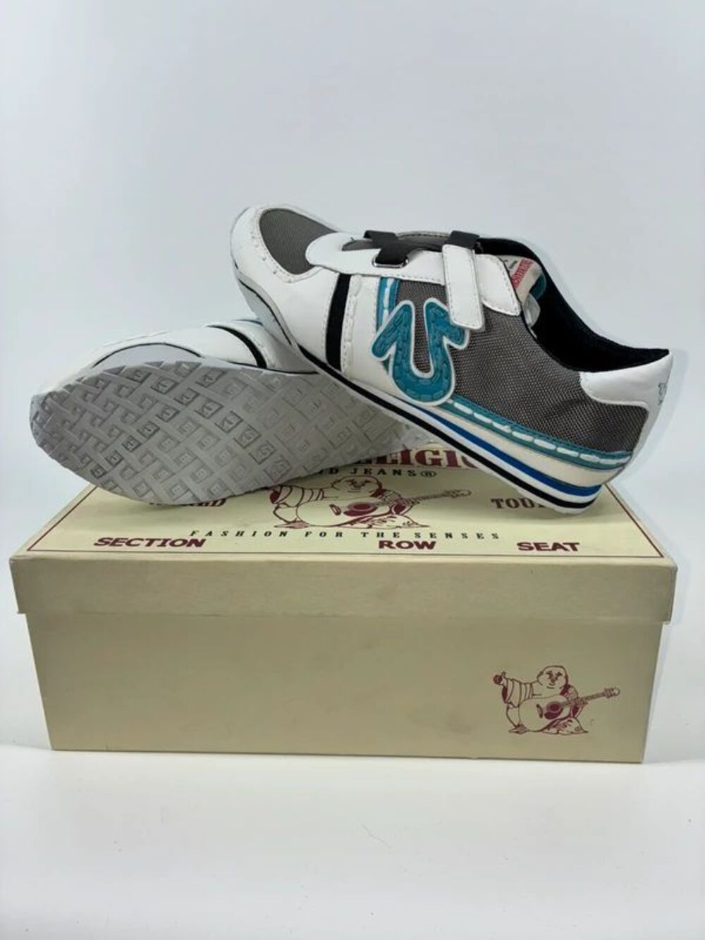 True Religion Spencer Sneakers White/Grey/Blue - Women’s 9.5 (8 Men’s)